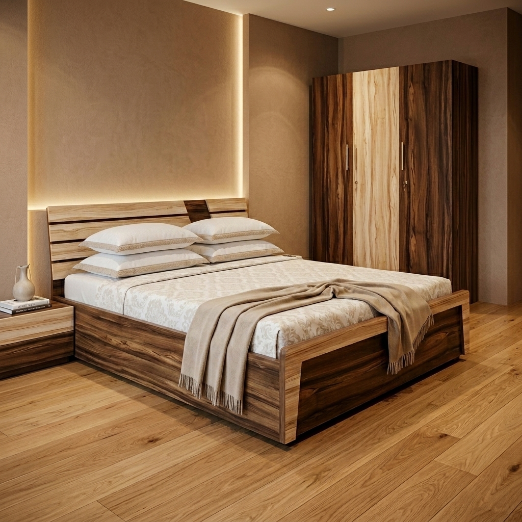 Dual-Tone Wooden Bed Combo