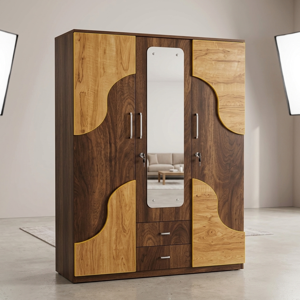 3-Door Wooden Cupboard
