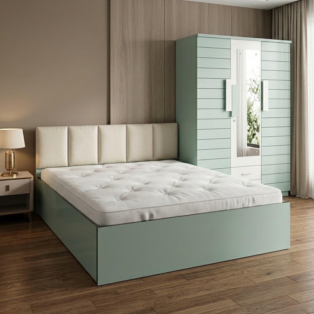Mint Green Bed & Wardrobe