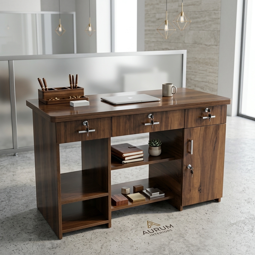 Wooden Shop Desk with Storage