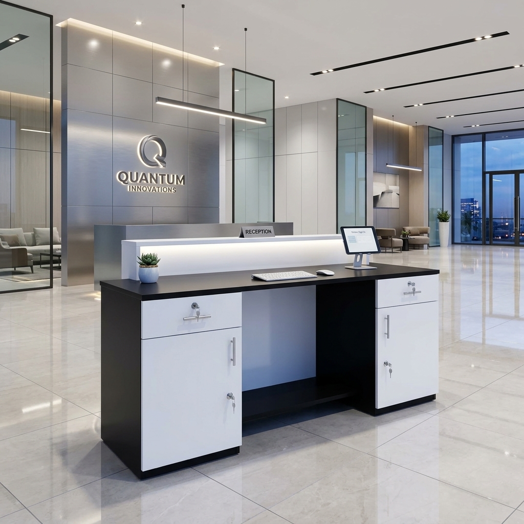 Modern Black & White Reception Desk