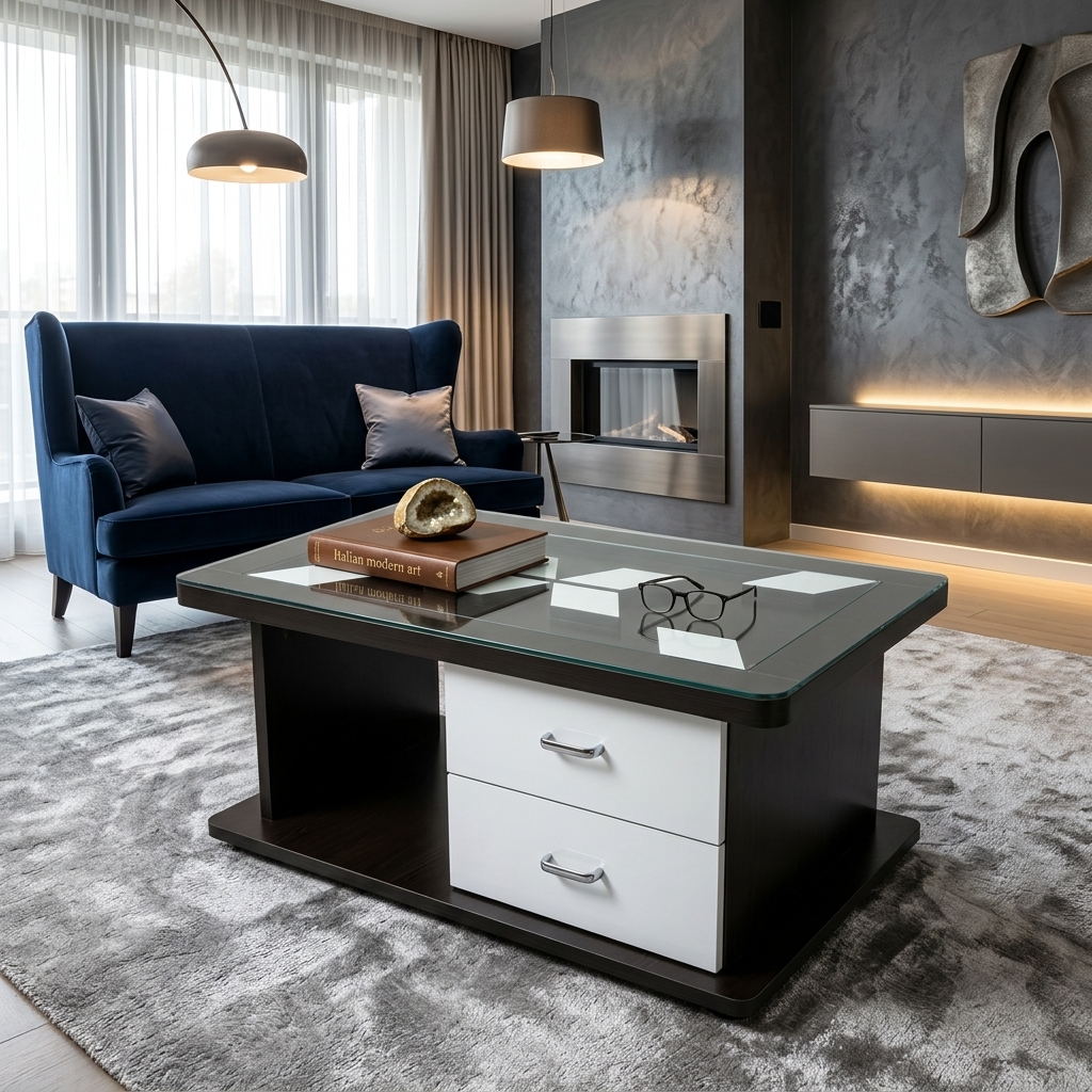 Geometric Glass Coffee Table